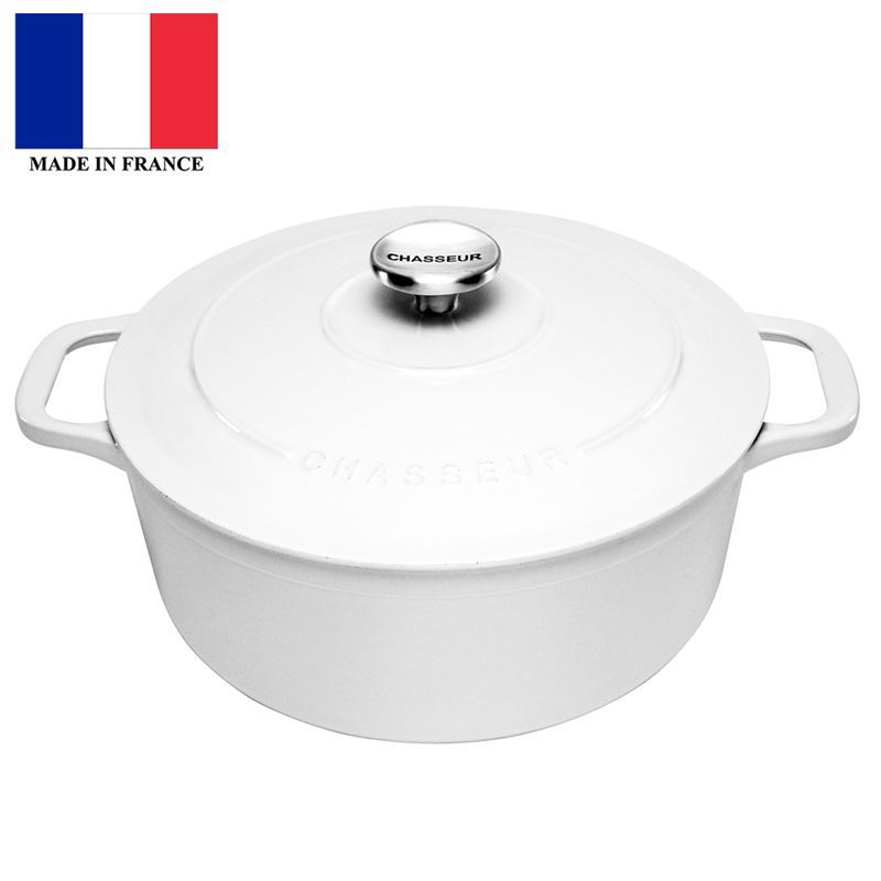 Chasseur Cast Iron – Brilliant White Round French Oven 24cm 4Ltr (Made in France)