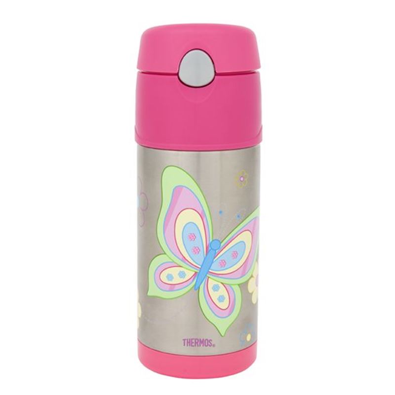 Thermos – FUNtainer Stainless Steel Vacuum Insulated Drink Bottle Pink Butterfly 355ml