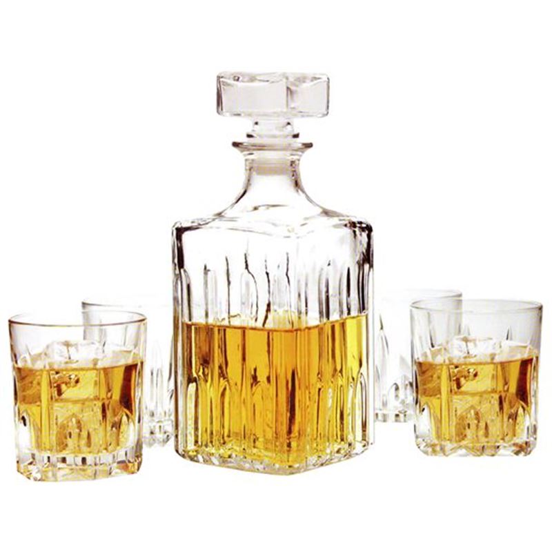 Circleware – Uptown Bar Excalibur 5Pc Decanter set 4 Tumblers 1 decanter (Made in Italy)