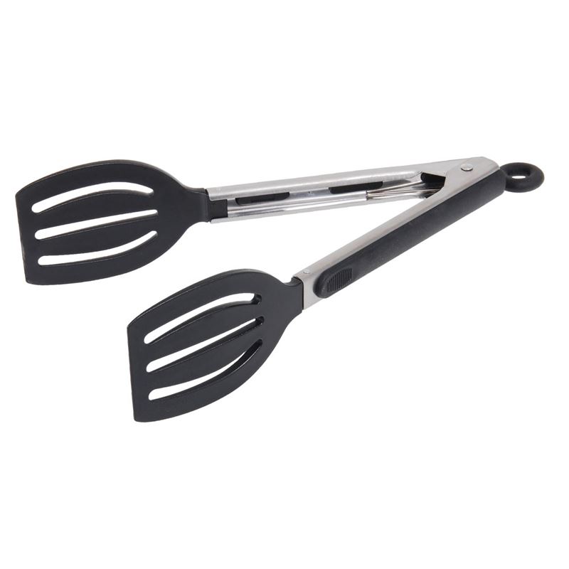 Appetito Stainless Steel Spatula Tongs with Lock and Rubber Grip 23cm