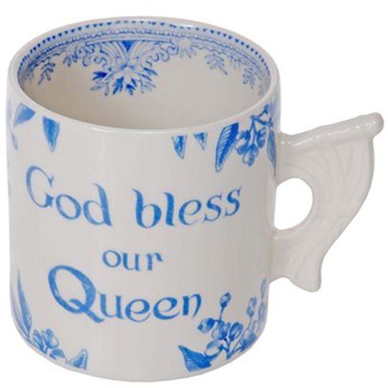 Burleigh – Queens Jubilee God Bless our Queen 200ml Mug Blue (Hand Made in England)