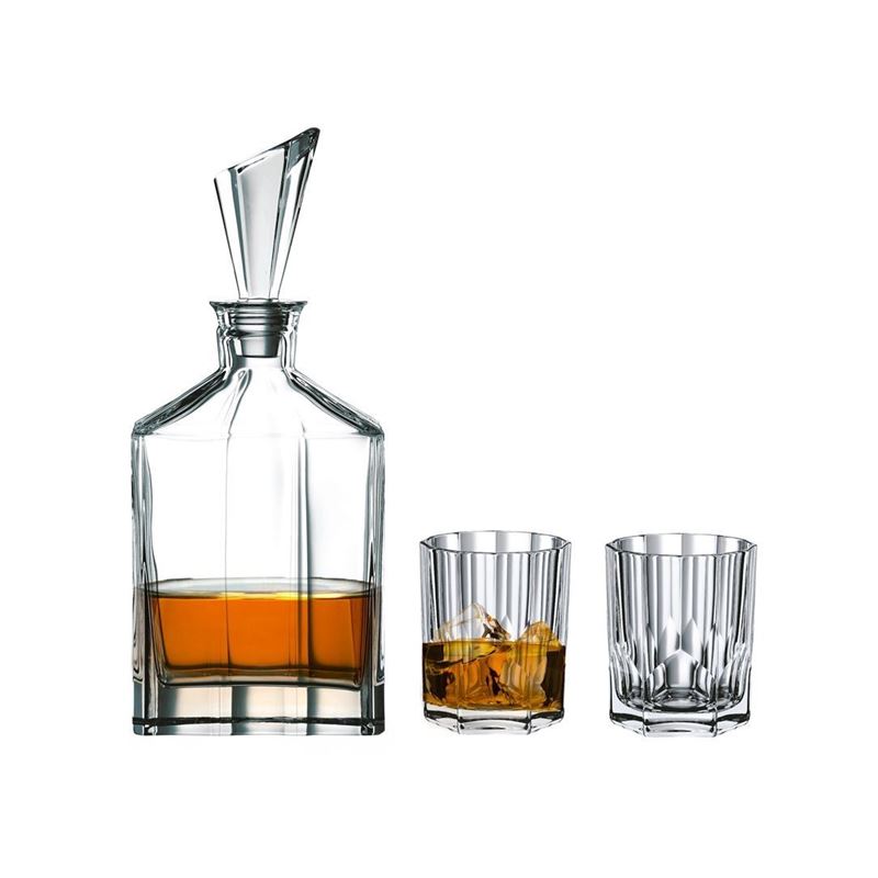 Nachtmann Crystal – Aspen 3pc Whisky Decanter & Double Old Fashioned set (Made in Europe)