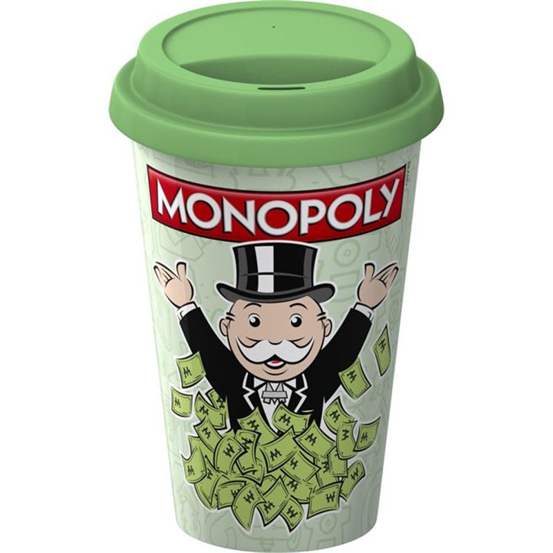 Monopoly – Double Wall Travel Mug with Silicone Lid Monopoly Money