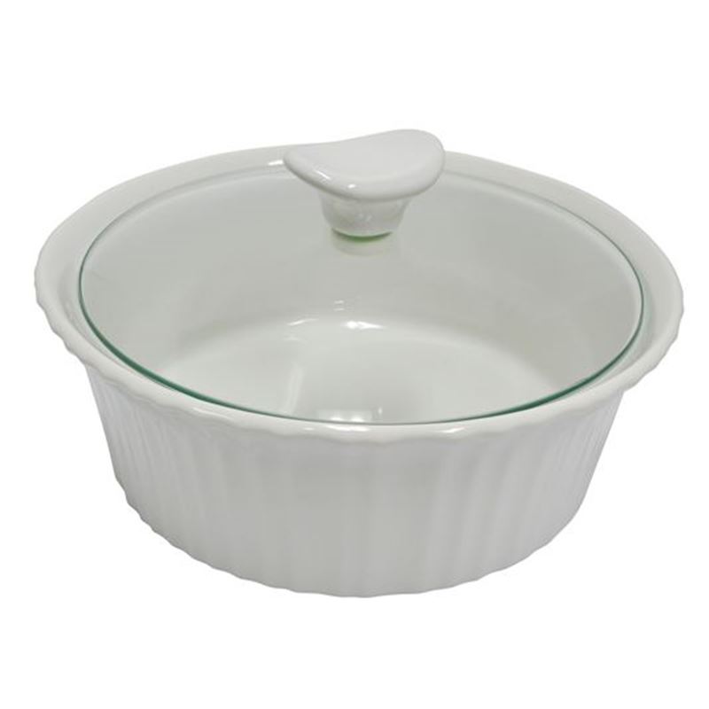 CorningWare French White – 1.4Ltr Round Casserole with Glass Lid