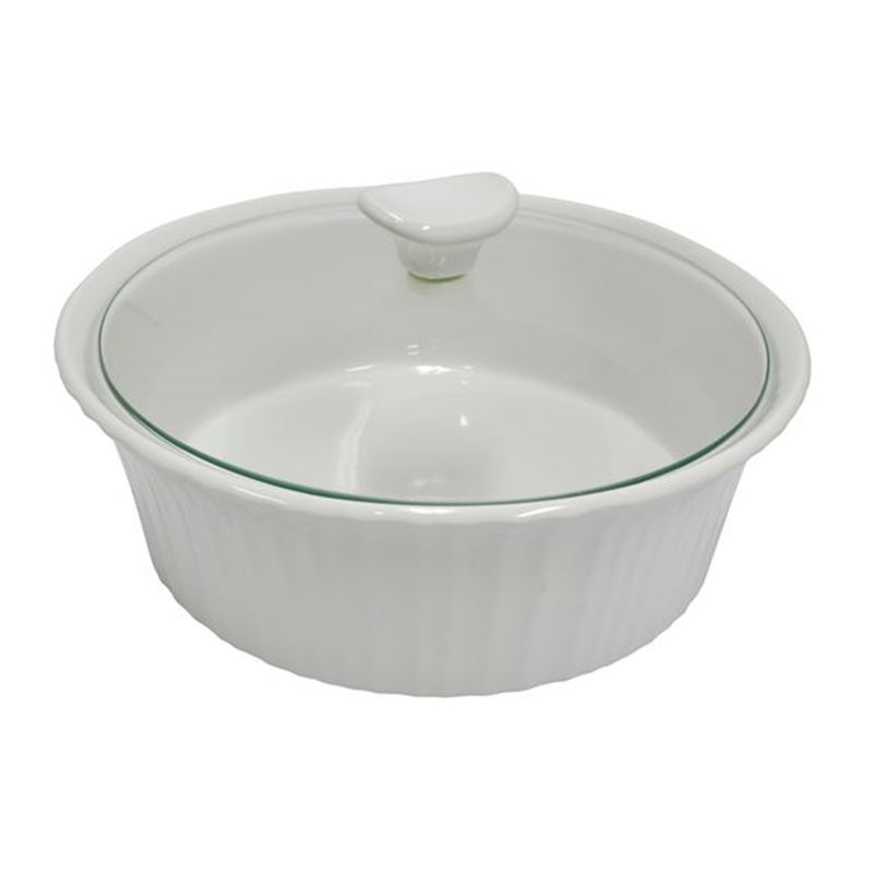 CorningWare French White – 2.35Ltr Round Casserole with Glass Lid