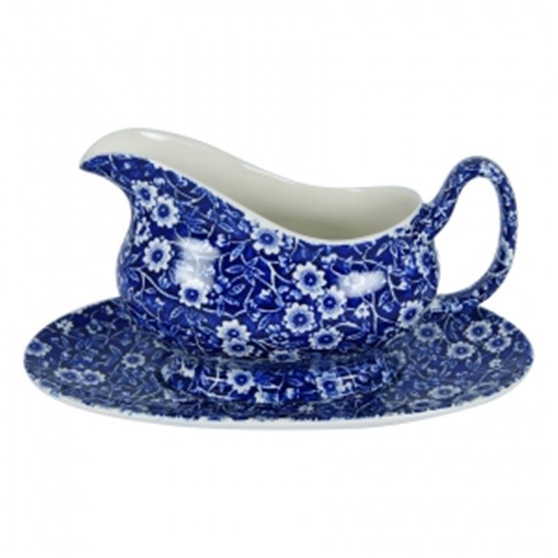 Blue Calico by Burleigh – Gravy Boat and Stand