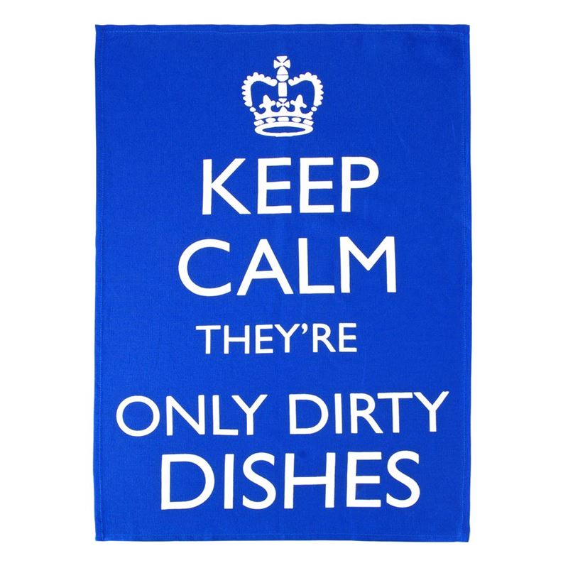 Dan Samuels – Keep Calm they’re only Dirty Dishes 100% Linen Tea Towel 50x70cm Blue