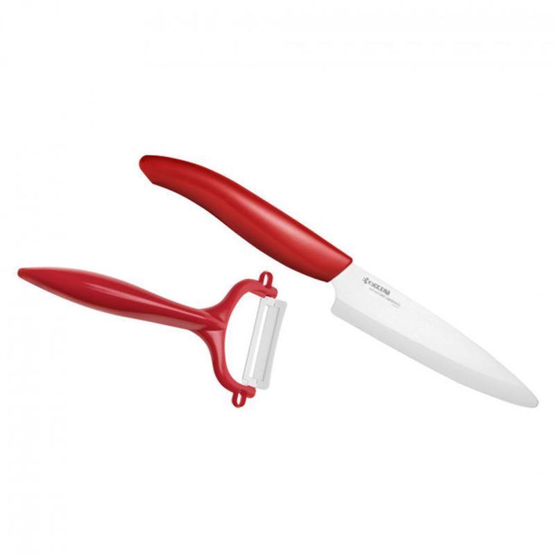 Kyocera – Ceramic Utility Knife and Y Shaped Peeler Set Red