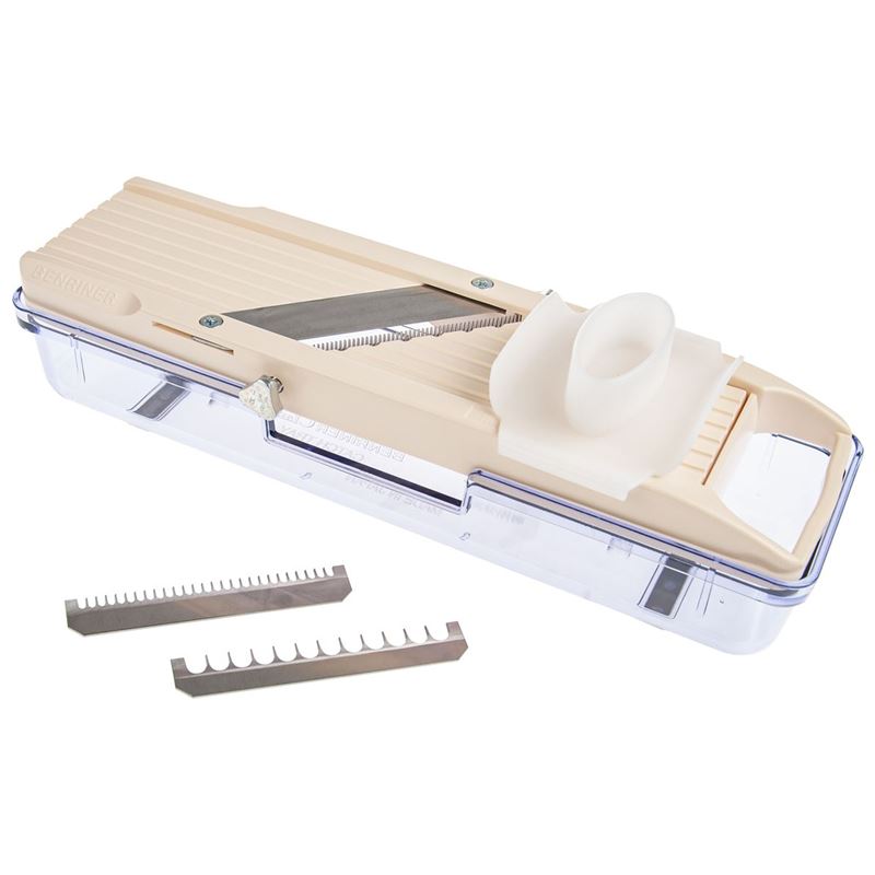 Benriner – No. 2 Vegetable Slicer 64mm – Thickness 0.3mm 5mm Interchange Blades and Catch Box (Made in Japan)