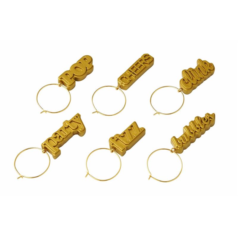 Anna Gare – Cocktail Hour Gold Wine Charms Set of 6
