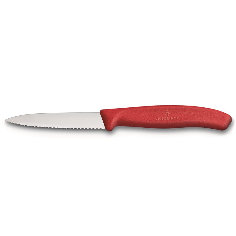 Victorinox – Paring Knife Wavy Red with Pointed Tip 8cm (Made in Switzerland)