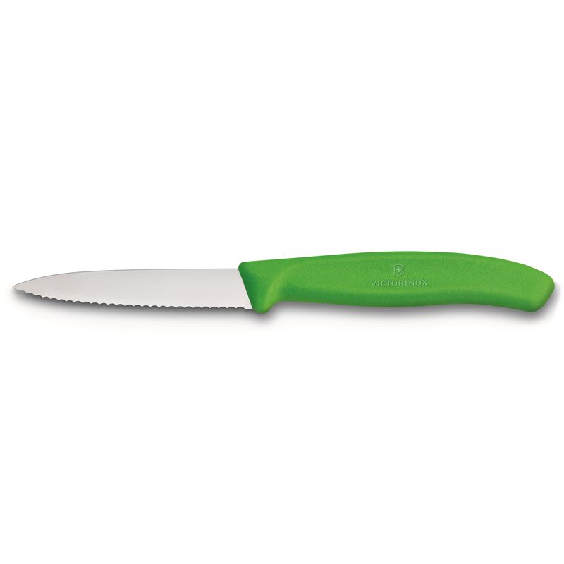 Victorinox – Paring Knife Wavy Green with Pointed Tip 8cm (Made in Switzerland)