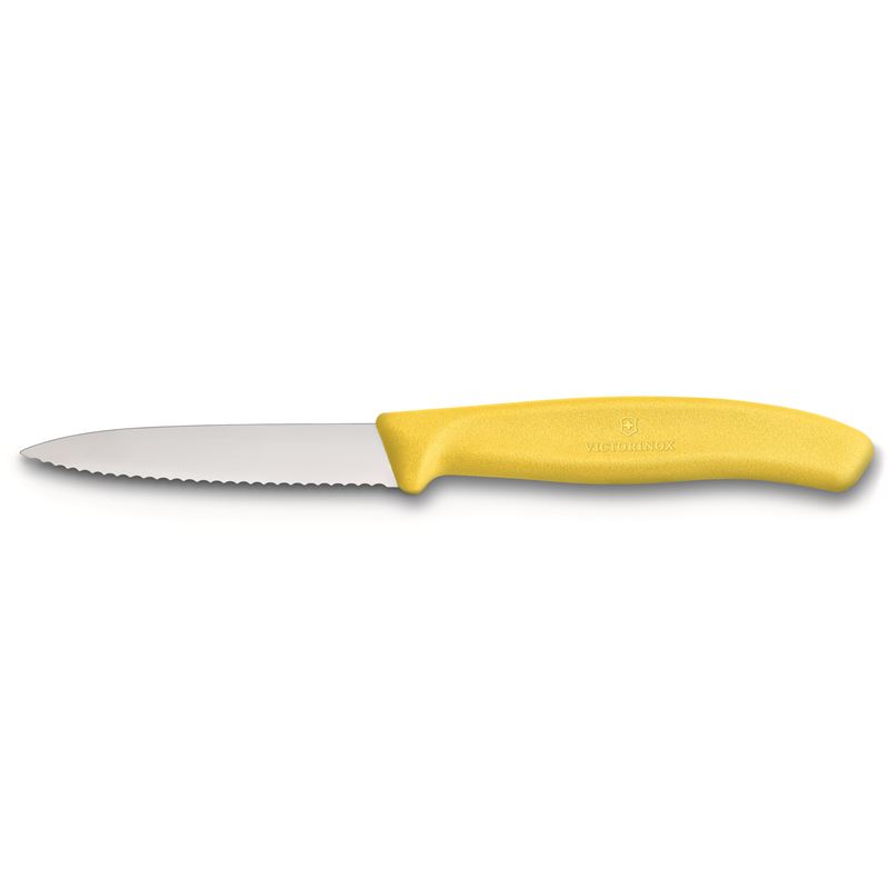 Victorinox – Paring Knife Wavy Yellow with Pointed Tip 8cm (Made in Switzerland)
