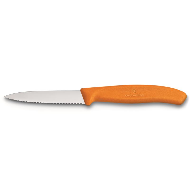 Victorinox – Paring Knife Wavy Orange with Pointed Tip 8cm (Made in Switzerland)
