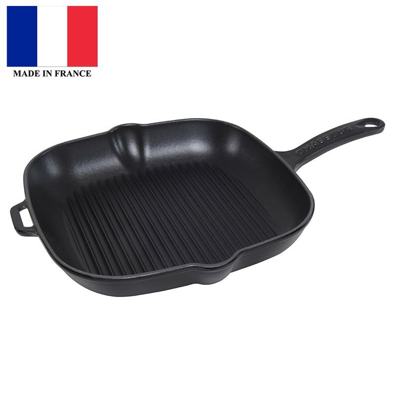 Chasseur Cast Iron – Matt Black 25cm Square Grill Pan (Made in France)