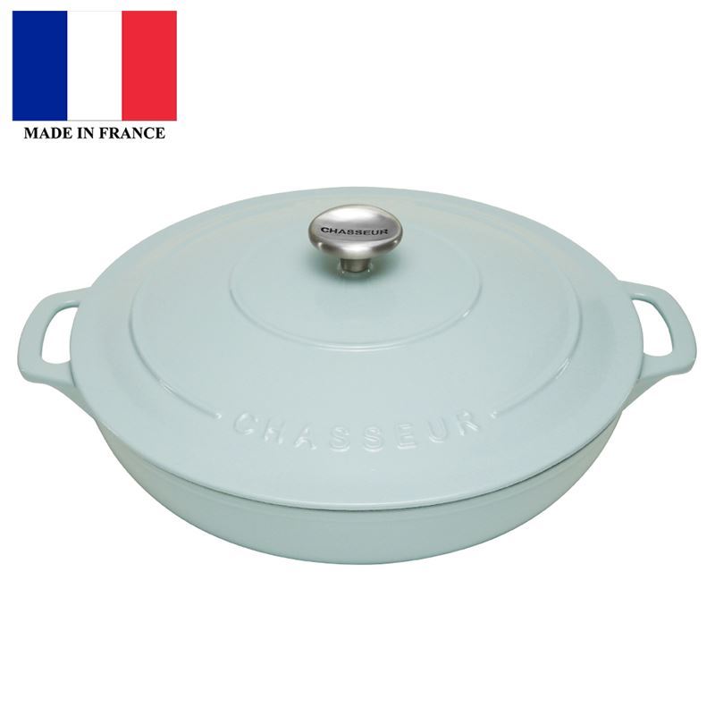 Chasseur Cast Iron – Duck Egg Blue 30cm 2.5Ltr Low Round Casserole (Made in France)