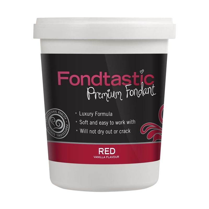 Fondtastic – Premium Rolled Vanilla Flavoured Fondant Dark Red 908g (Made in Canada)