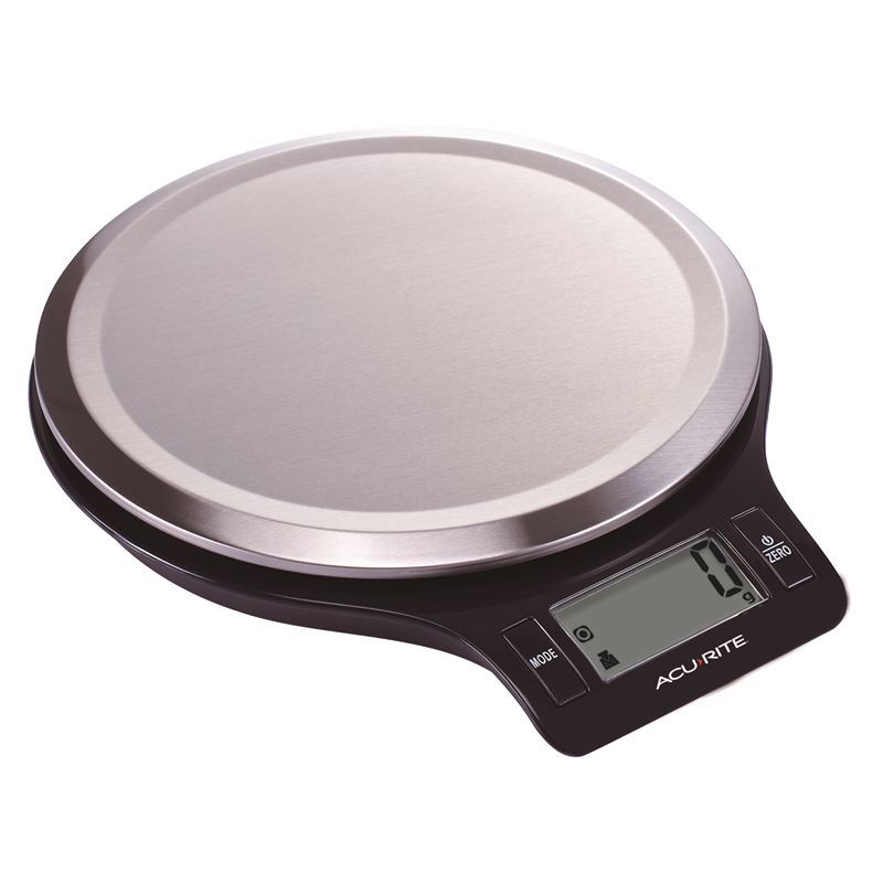 ‘Acu-Rite’ – Stainless Steel Round Digital Kitchen Scale Black Base