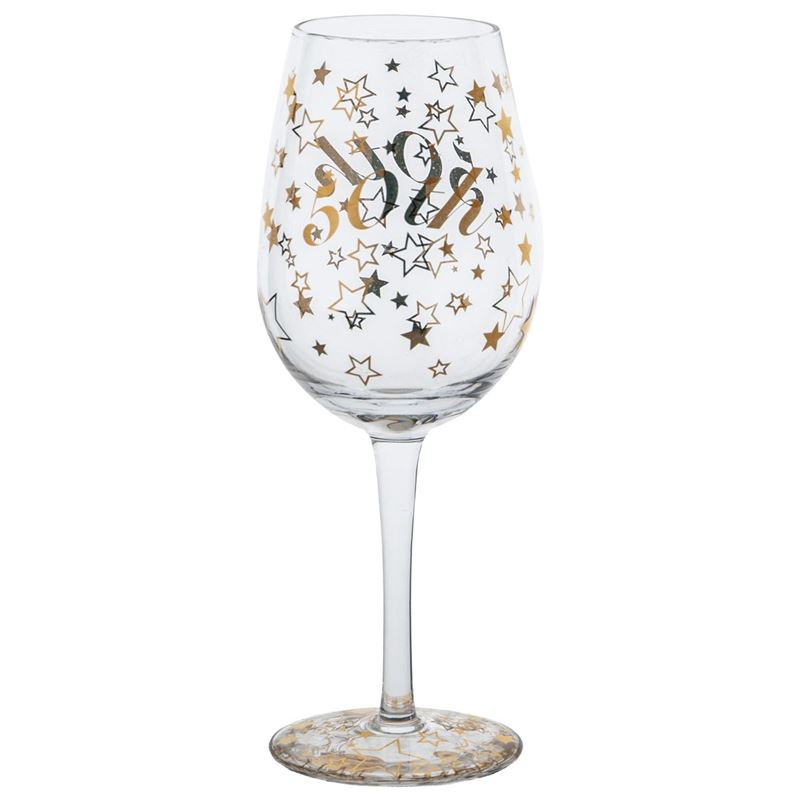 Living Art – Gold Numeric 50th Stars Wine Glass