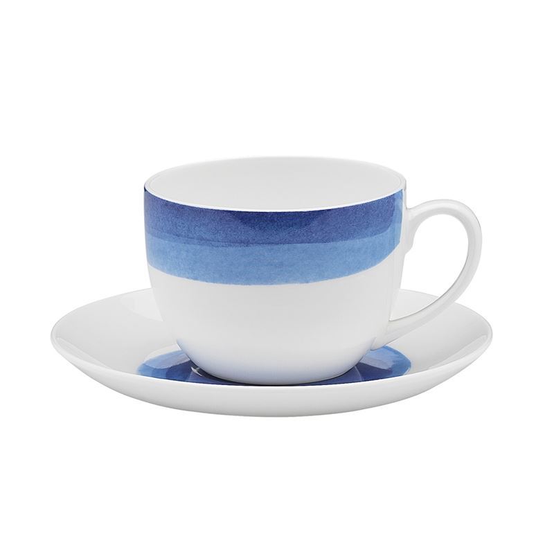 Ecology – Watercolour Tea Cup and Saucer Ocean Blue – Fine Bone China