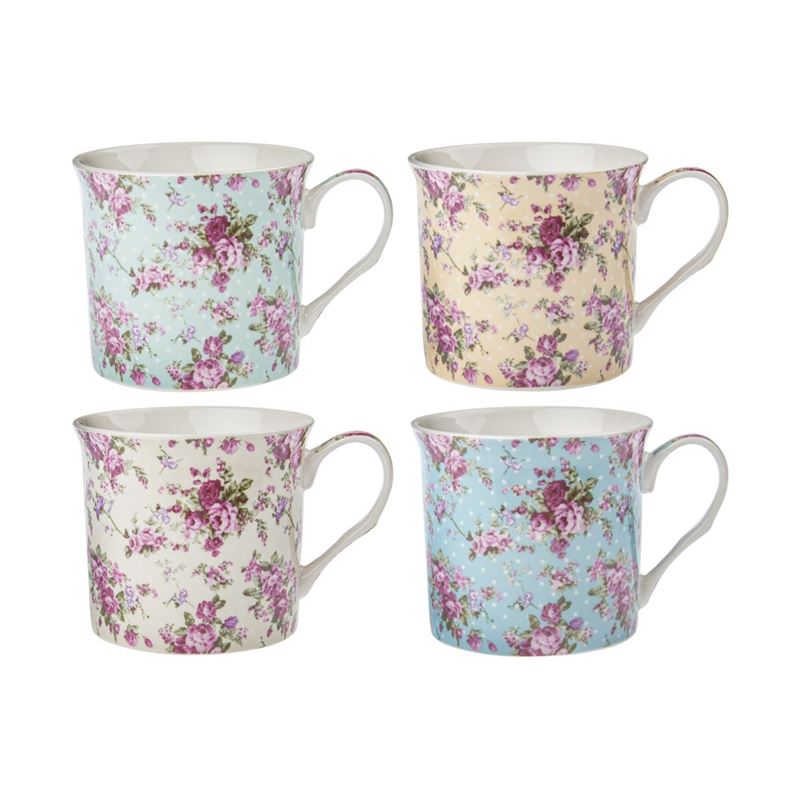 Nostalgic Ceramics – Fine China Rose Chintz Textiles Mug 250ml set of 4