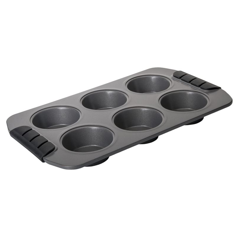 Benzer – Bake Off Non-Stick 6 Cup Muffin Pan with Silicone Handle Grip 31×18.5x3cm