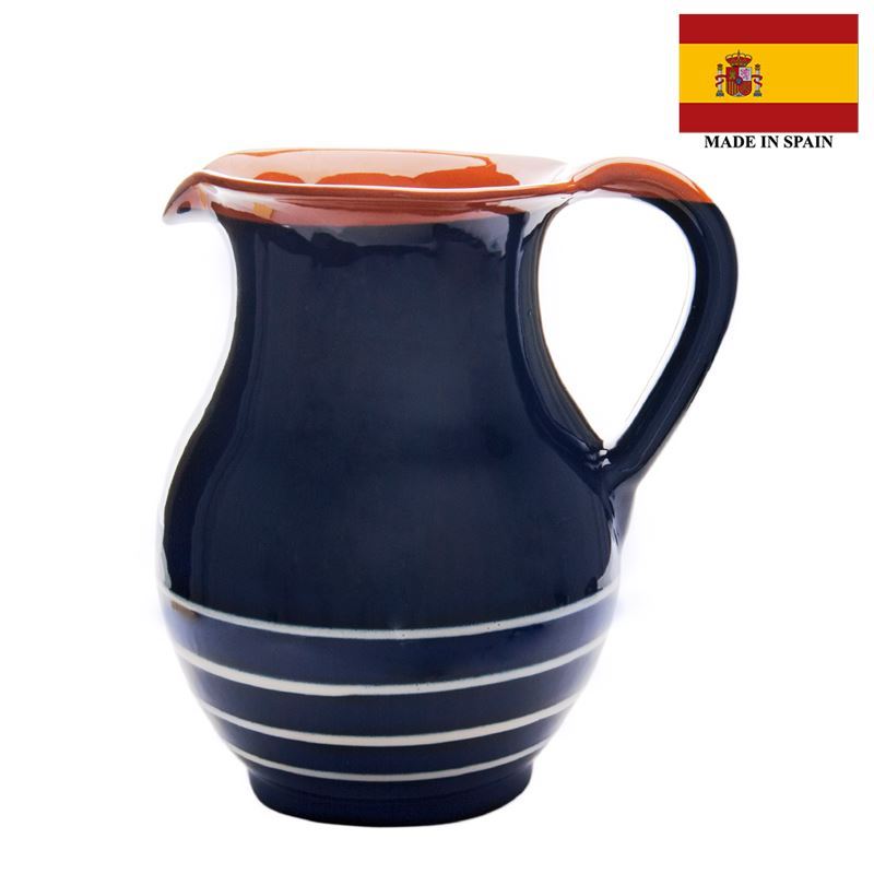 Amano – Espiral Handmade Terracotta Pitcher 1.5Ltr Mediterranean Blue (Made in Spain)