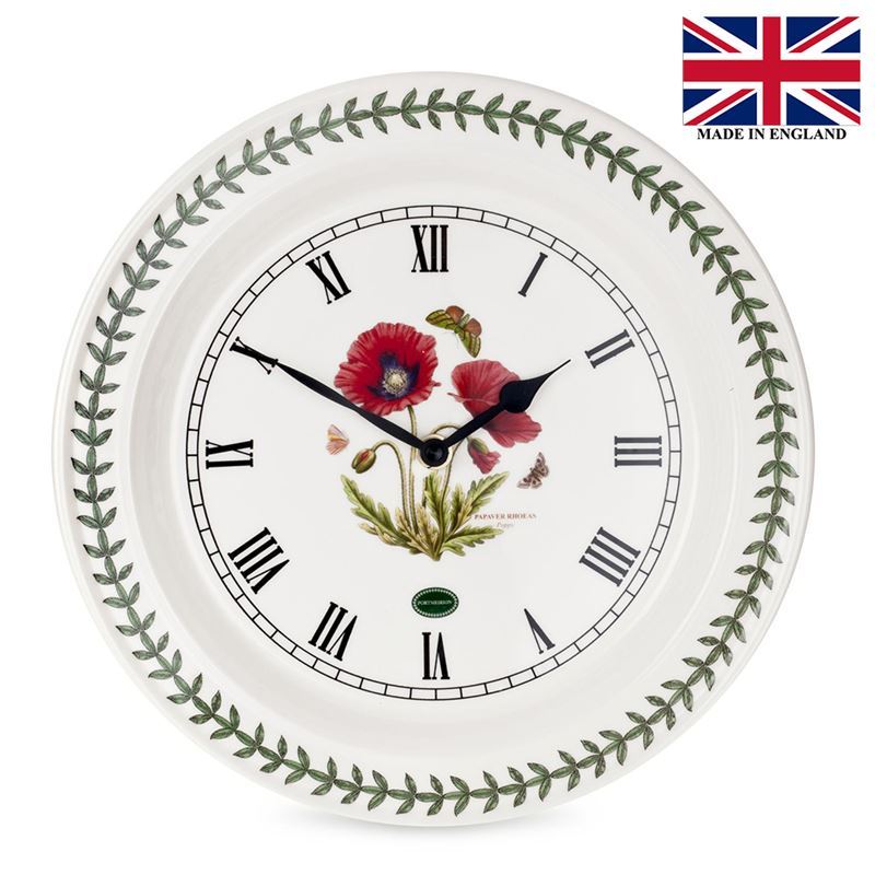 Portmeirion Botanic Garden – Wall Clock 25cm Poppy (Made in England)