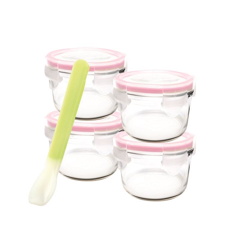 Glasslock – Round Baby Food Container 5pc Set with Silicone Spoon