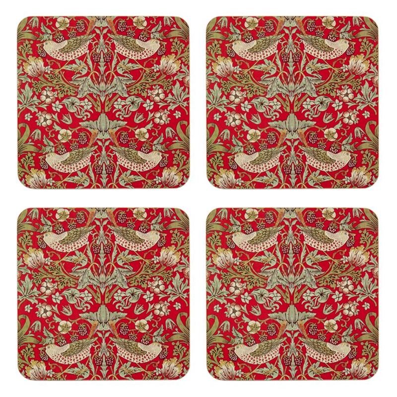 Nostalgic Ceramics – Strawberry Thief Coasters 10.5×10.5cm Set of 4