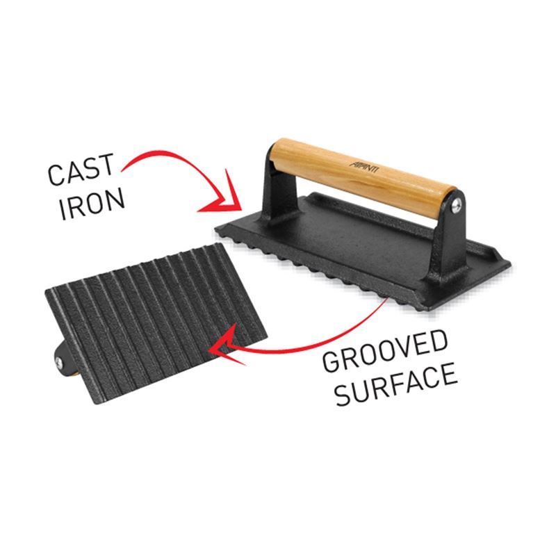 thumbnail interactive-video image 1 of Victoria Cast Iron Panini Press & Burger Press - Seasoned With Flaxseed Oil | Bacon Weight, Grill Press For Stovetop Cooking 1 of 2