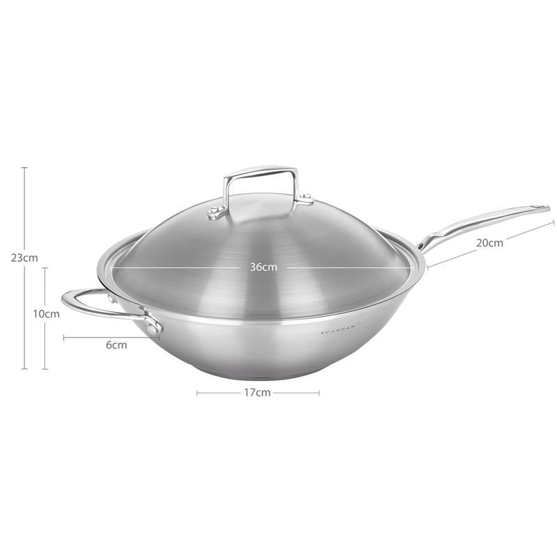 Scanpan – Satin 18/10 Stainless Steel Induction GIANT Wok with Lid 36cm ...
