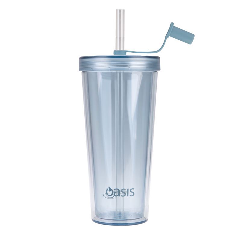 Oasis Double Wall Smoothie Tumbler with Straw 520ml Blueberry